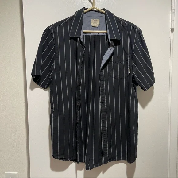 Vans Shirts Vans Black Striped Button Down Short Sleeve Shirt